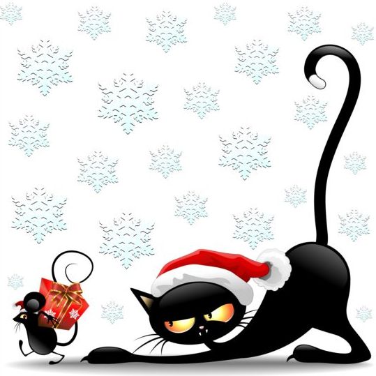 Christmas cats and mouse cartoon vector