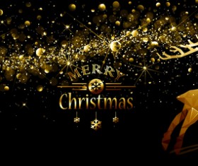 Christmas gloden background with reindeer vector 03