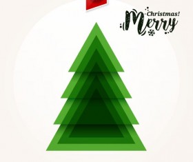 Christmas greeting card with triangle Xmas tree vector 01