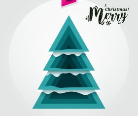 Christmas greeting card with triangle Xmas tree vector 03