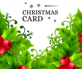 Christmas holly art background vector 03