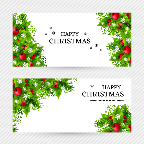 Download Christmas holly banners vector set free download