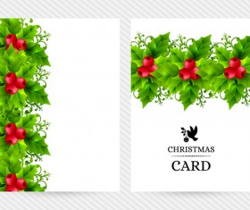 Christmas holly cards design vector 03