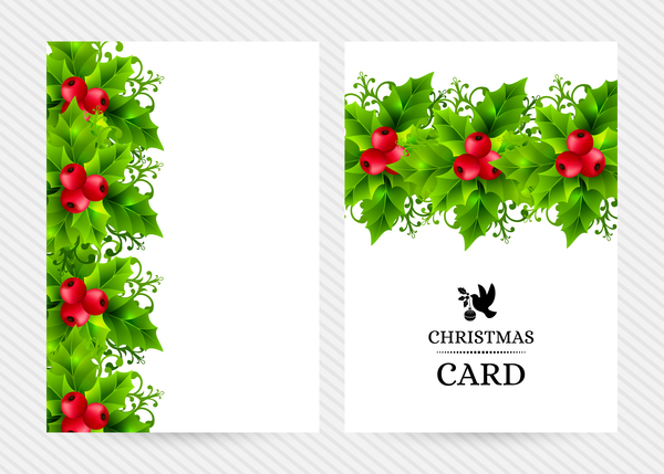 Christmas holly cards design vector 03