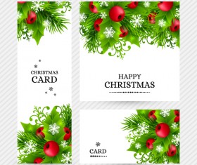Christmas holly cards design vector 06