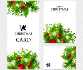 Christmas holly cards design vector 07