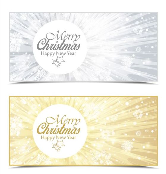 Christmas shiny banners vector set