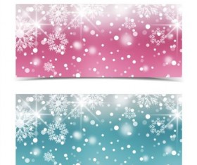 Christmas snowflake shiny banners vector