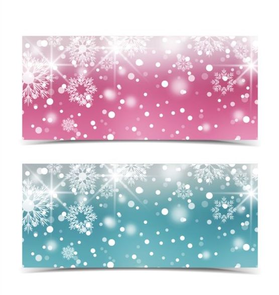 Christmas snowflake shiny banners vector