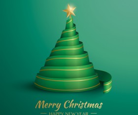 Christmas tree with ribbon design vector 10