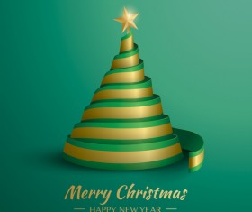 Christmas tree with ribbon design vector 11