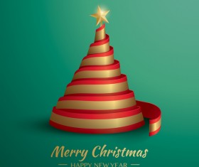 Christmas tree with ribbon design vector 12