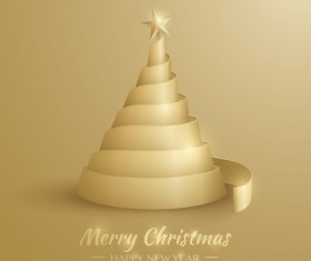 Christmas tree with ribbon design vector 13