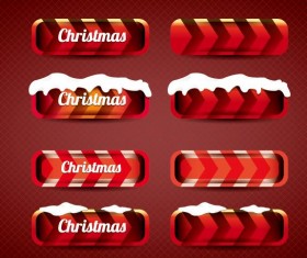 Christmas web buttons red vector set 01