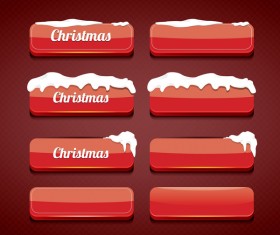 Christmas web buttons red vector set 02
