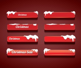 Christmas web buttons red vector set 03