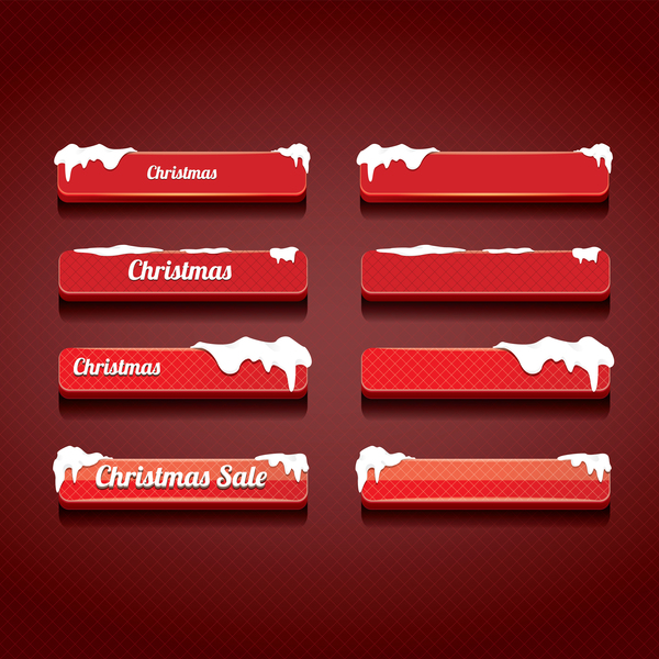 Christmas web buttons red vector set 03