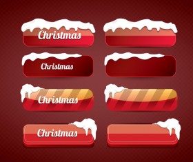 Christmas web buttons red vector set 04