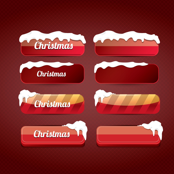 Christmas web buttons red vector set 04