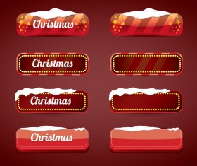 Christmas web buttons red vector set 05