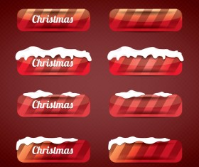 Christmas web buttons red vector set 06