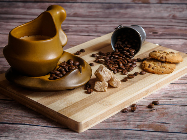 Coffee and coffee beans food background photo
