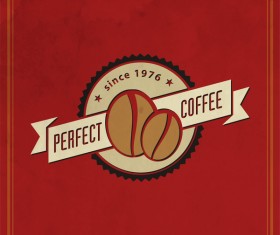 Coffee logos with red background vector 01