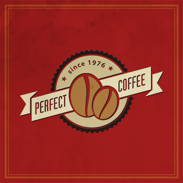 Coffee logos with red background vector 01