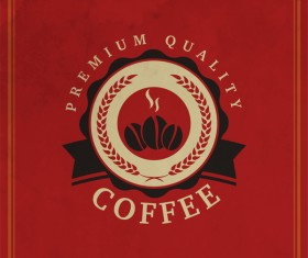 Coffee logos with red background vector 02