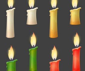 Colored candle vector set