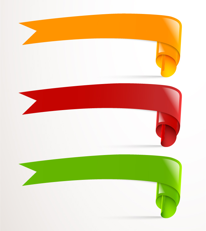 Colored ribbon bookmarks vector 02