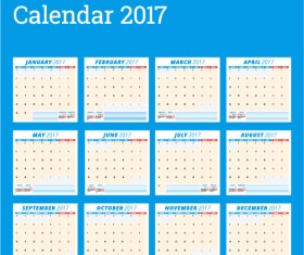 Common 2017 Wall Calendar template vector 02