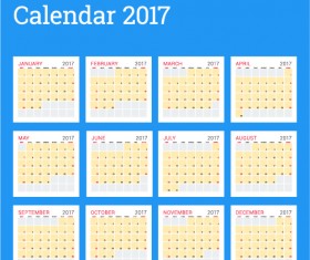 Common 2017 Wall Calendar template vector 06