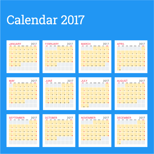 Common 2017 Wall Calendar template vector 06