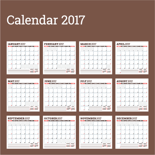 Common 2017 Wall Calendar template vector 08