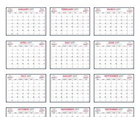 Common 2017 Wall Calendar template vector 07