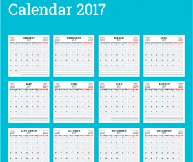 Common 2017 Wall Calendar template vector 17