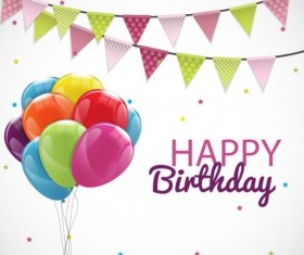 Corner flag with color balloons birthday vectors 01