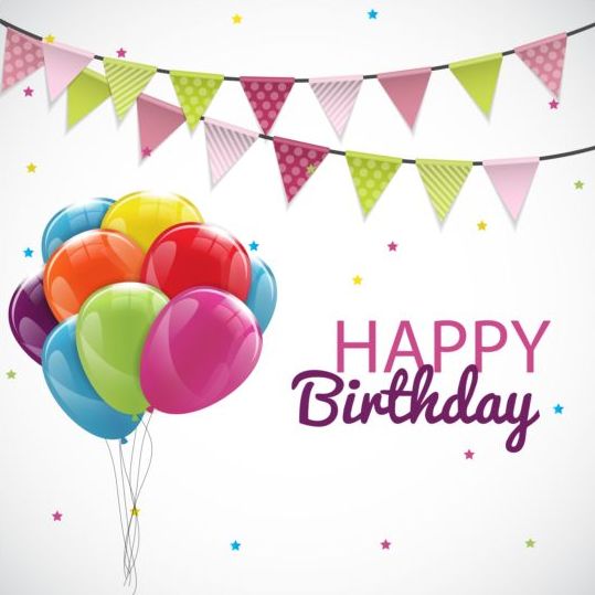 Corner flag with color balloons birthday vectors 01
