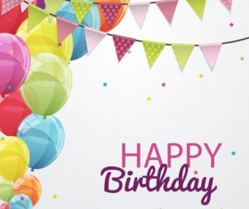 Corner flag with color balloons birthday vectors 02