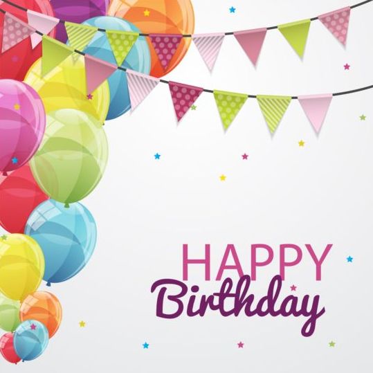 Corner flag with color balloons birthday vectors 02 free download