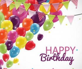 Corner flag with color balloons birthday vectors 03