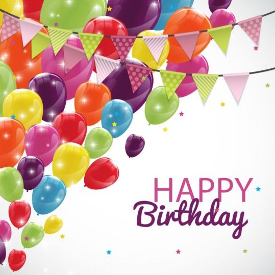 Corner flag with color balloons birthday vectors 03
