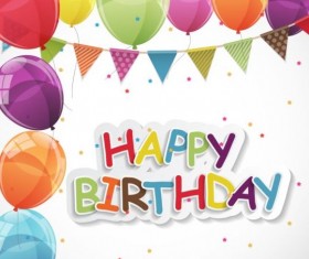 Corner flag with color balloons birthday vectors 04