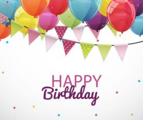 Corner flag with color balloons birthday vectors 05