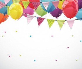 Corner flag with color balloons birthday vectors 06