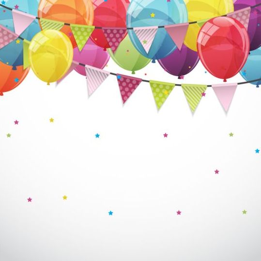 Corner flag with color balloons birthday vectors 06