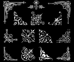 Corner ornaments white styles vectors 01
