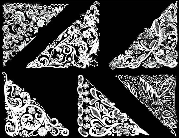 Corner ornaments white styles vectors 03