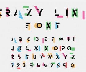 Crazy line alphabet with numbers vector